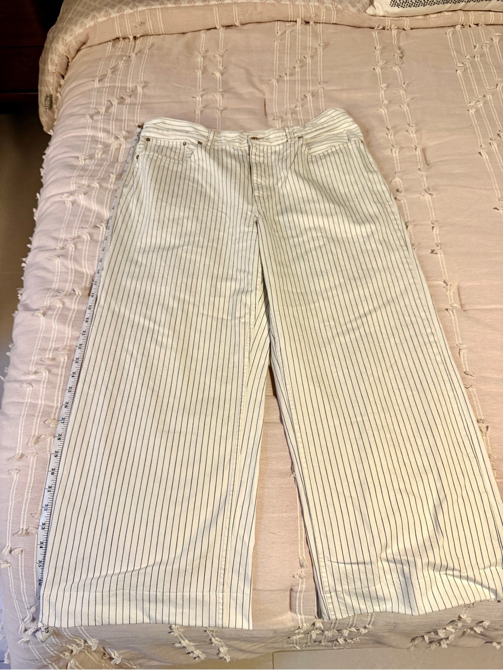 Madewell Slow Slung Baggy Wide-Leg Pinstripe Jeans